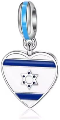 925 silver David Star Israel flagga berlock kompatibel med Pandora, trollpärlor, Chamilia, Biagi och många andra brittiska armband