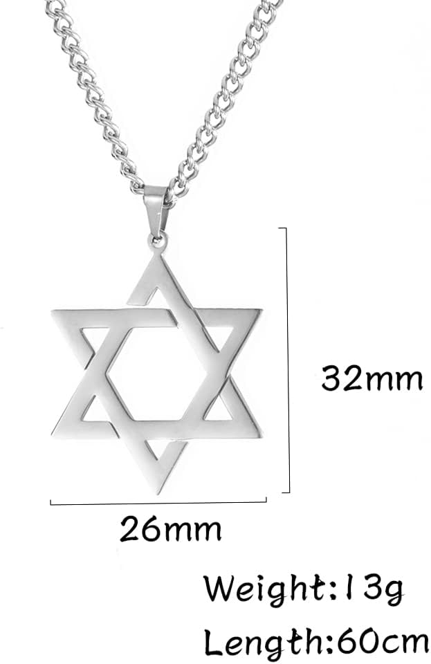 VASSAGO Halsband med davidsstjärnan, talisman, rostfritt stål, hänge, judisk sexkant, israelitiskt smycke för män