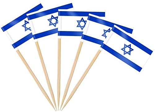 AhfuLife 100/200 st Israels tandpetarflaggor tårtdekorationer, Israels cocktailpinne flagga för smörgås mat cupcake toppers servis, världscupa, festtillbehör, pub, kungligt evenemang dekor (100 st)