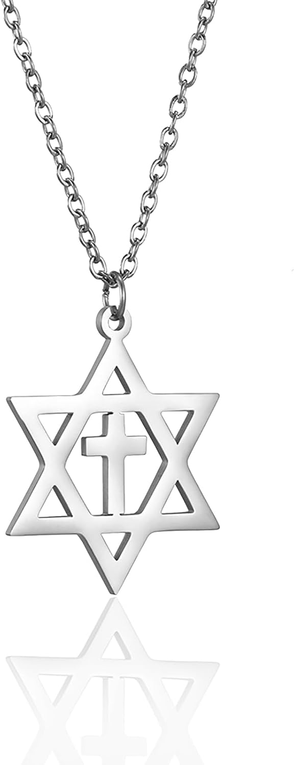 VASSAGO Halsband med davidsstjärnan, talisman, rostfritt stål, hänge, judisk sexkant, israelitiskt smycke för män