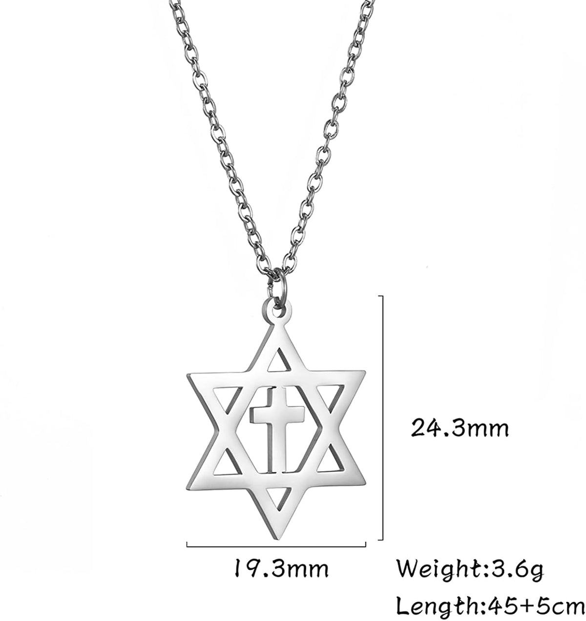 VASSAGO Halsband med davidsstjärnan, talisman, rostfritt stål, hänge, judisk sexkant, israelitiskt smycke för män