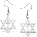 VASSAGO Davidsstjärna örhängen för kvinnor judisk stjärna med kors hängande droppörhängen rostfritt stål sexspetsiga stjärnörhängen Israel religiös judisk Hanukkah smyckesgåva