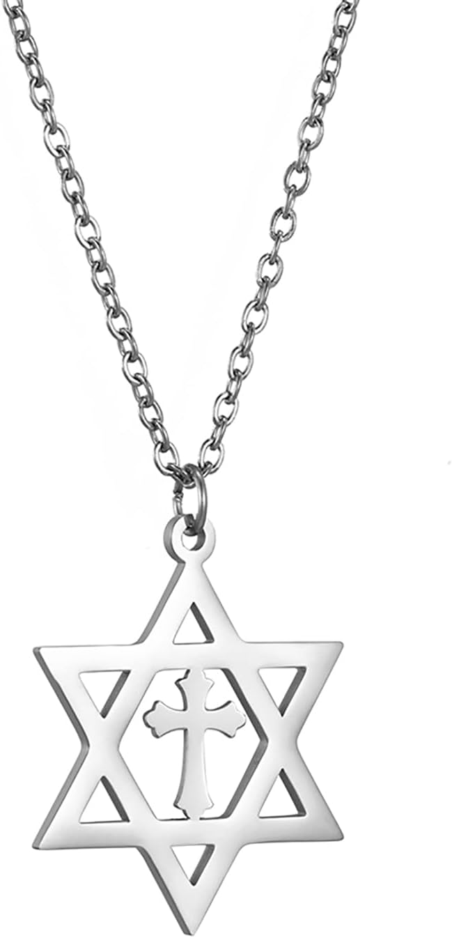VASSAGO Halsband med davidsstjärnan, talisman, rostfritt stål, hänge, judisk sexkant, israelitiskt smycke för män