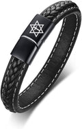 Judisk messiansk symbol läderarmband för kvinnor och män – kristendom kors davidamulett manschettarmband – judisk judendom tro armband Israel smycken för skydd
