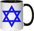 Davidsstjärna Israels flagga keramisk te kaffemugg svart