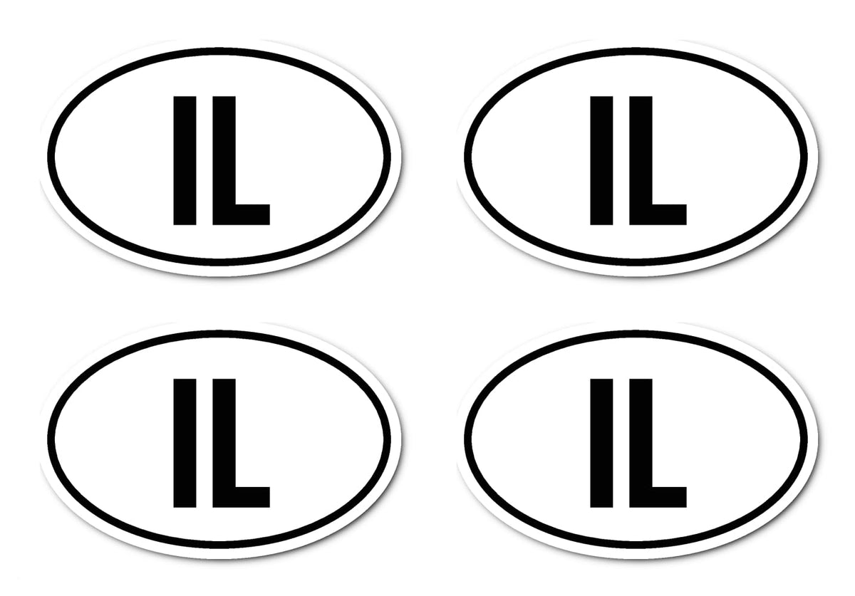 Klistermärken: 75 x 50 mm, 6 stycken – landsregistreringsskyltar – IL – Israel – (svart/vit)