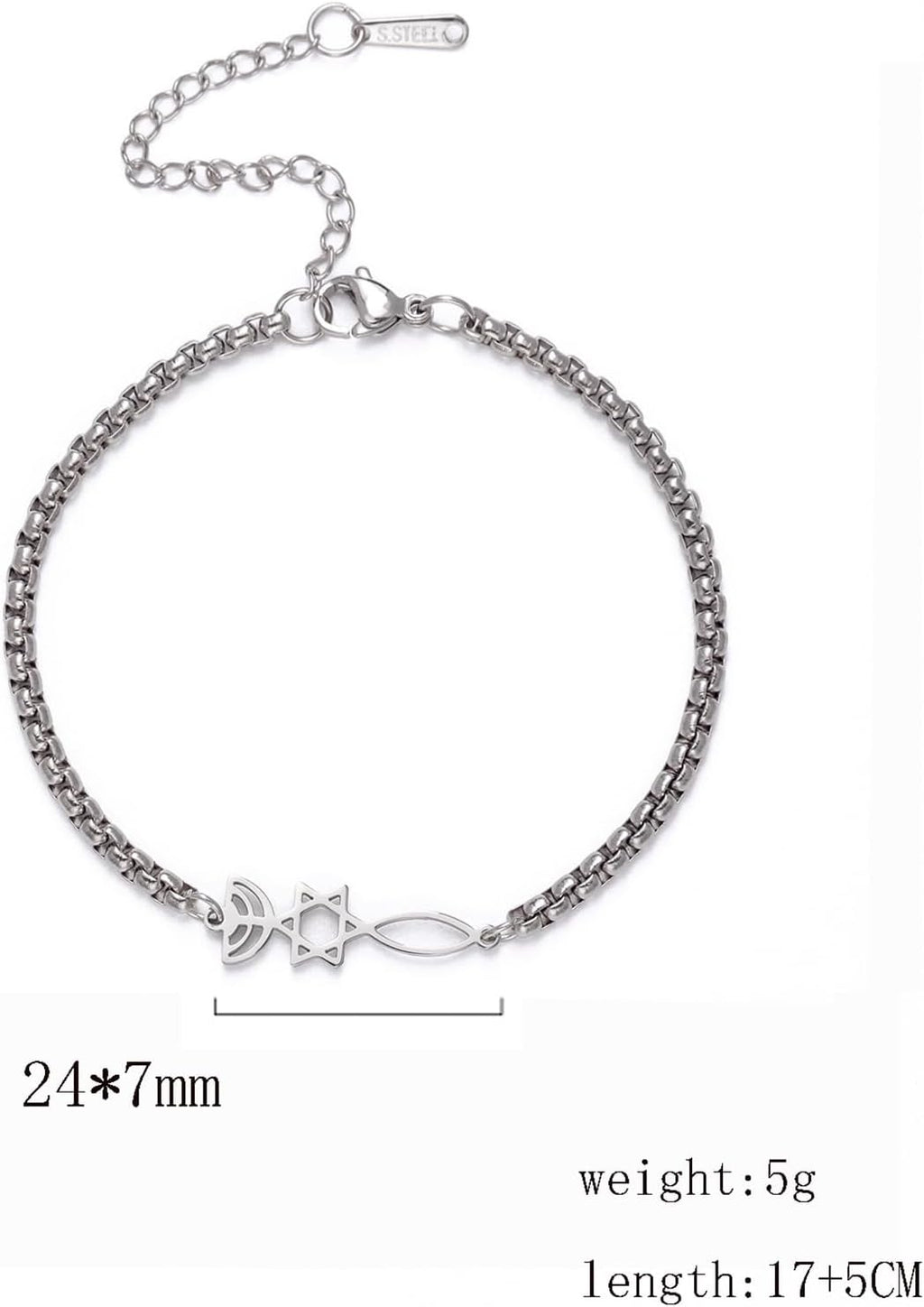 UNIFT Judisk Davidsstjärna ljusstake armband för kvinnor rostfritt stål retro israel ljusstake davidsstjärna armband Hanukkah smycken