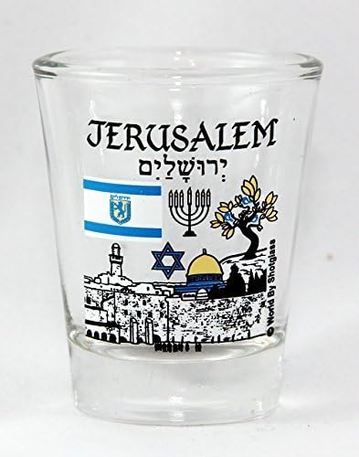 Jerusalem Israel Landmärken och ikoner kollage shotglas