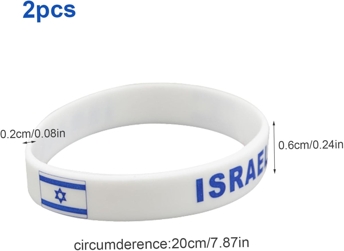 Israels flagga armband 2 st silikonarmband med landsflagga gummi israel armband Isael armband för vuxna tonåringar 20 cm, En storlek, gummi, Ingen ädelsten