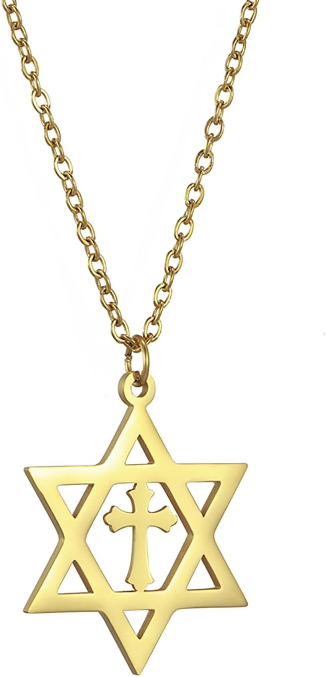 VASSAGO Halsband med davidsstjärnan, talisman, rostfritt stål, hänge, judisk sexkant, israelitiskt smycke för män