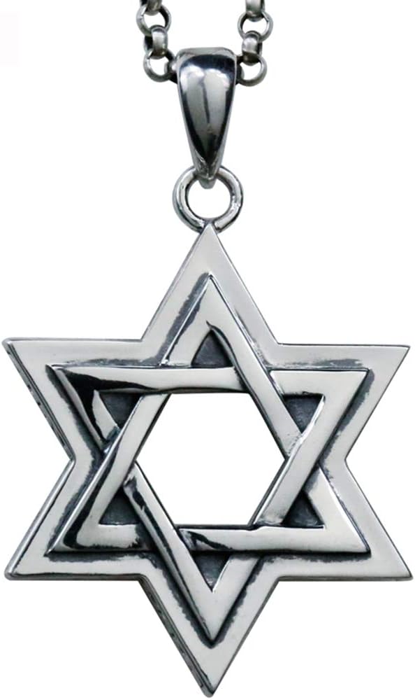 Magen of David Hängsmycke Kvinnor Män Israel Retro Halsband, 31,4 tums kedja