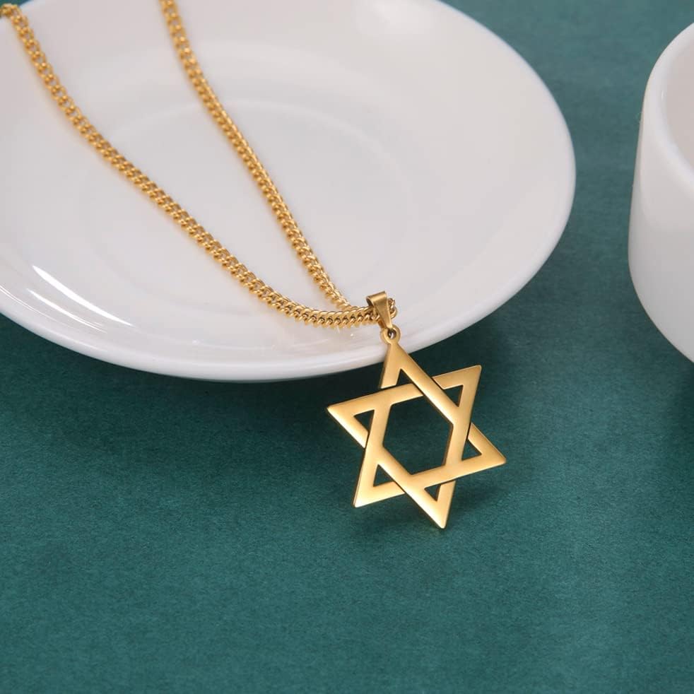 VASSAGO Halsband med davidsstjärnan, talisman, rostfritt stål, hänge, judisk sexkant, israelitiskt smycke för män