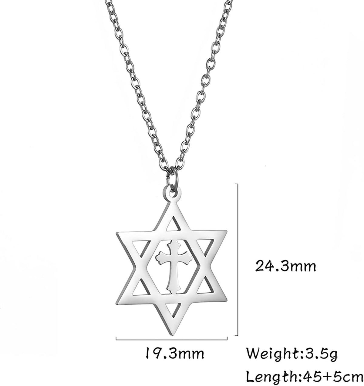 VASSAGO Halsband med davidsstjärnan, talisman, rostfritt stål, hänge, judisk sexkant, israelitiskt smycke för män