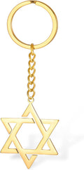 VASSAGO Davidsstjärna nyckelring för kvinnor män judisk stjärna Menorah nyckelring rostfritt stål Hanukkah nyckelring Israel religiösa smycken