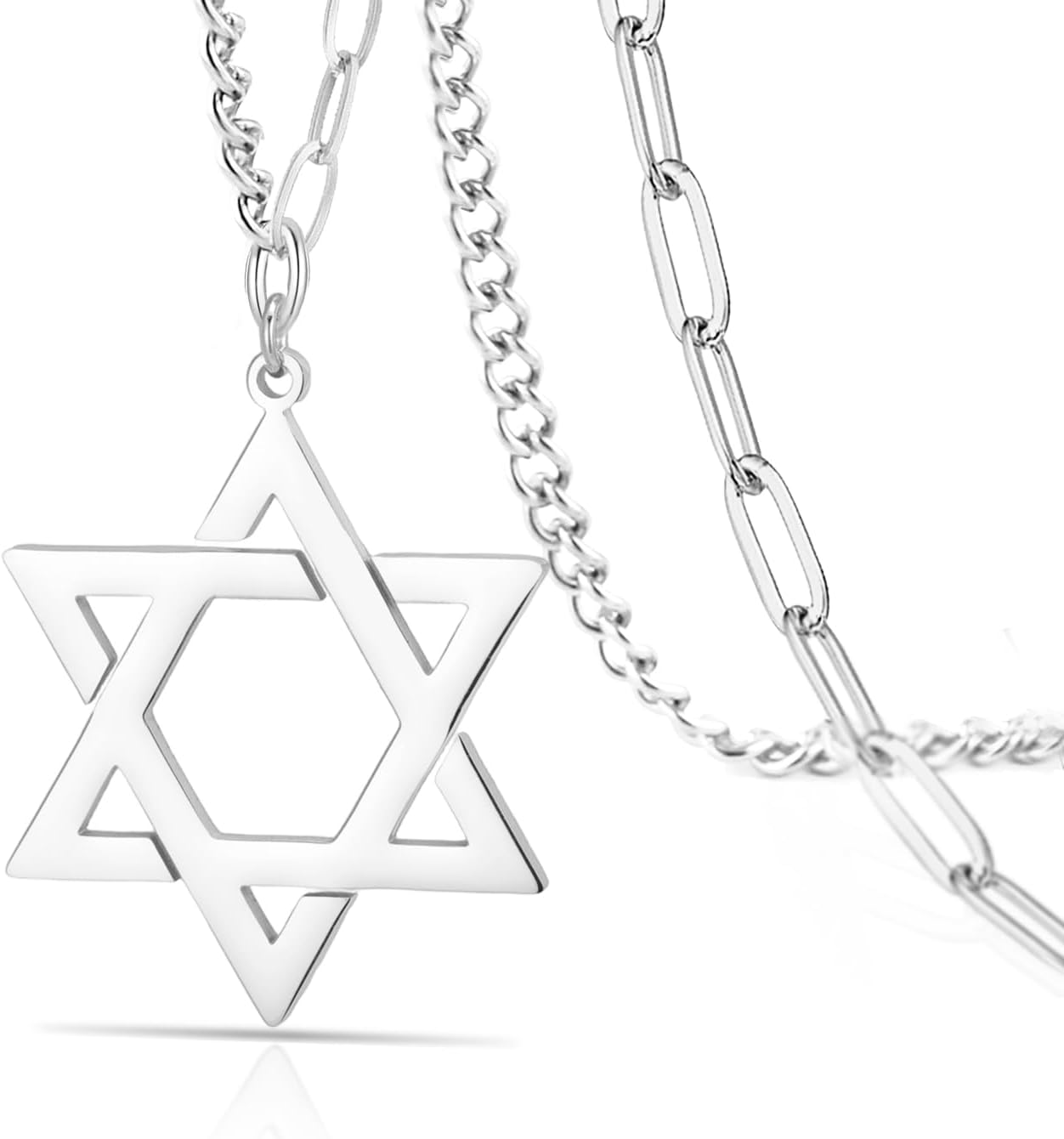 VASSAGO Halsband med davidsstjärnan, talisman, rostfritt stål, hänge, judisk sexkant, israelitiskt smycke för män
