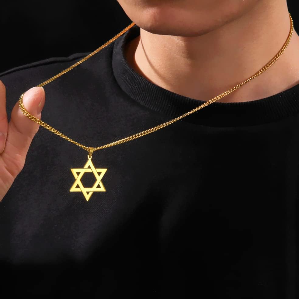 VASSAGO Halsband med davidsstjärnan, talisman, rostfritt stål, hänge, judisk sexkant, israelitiskt smycke för män