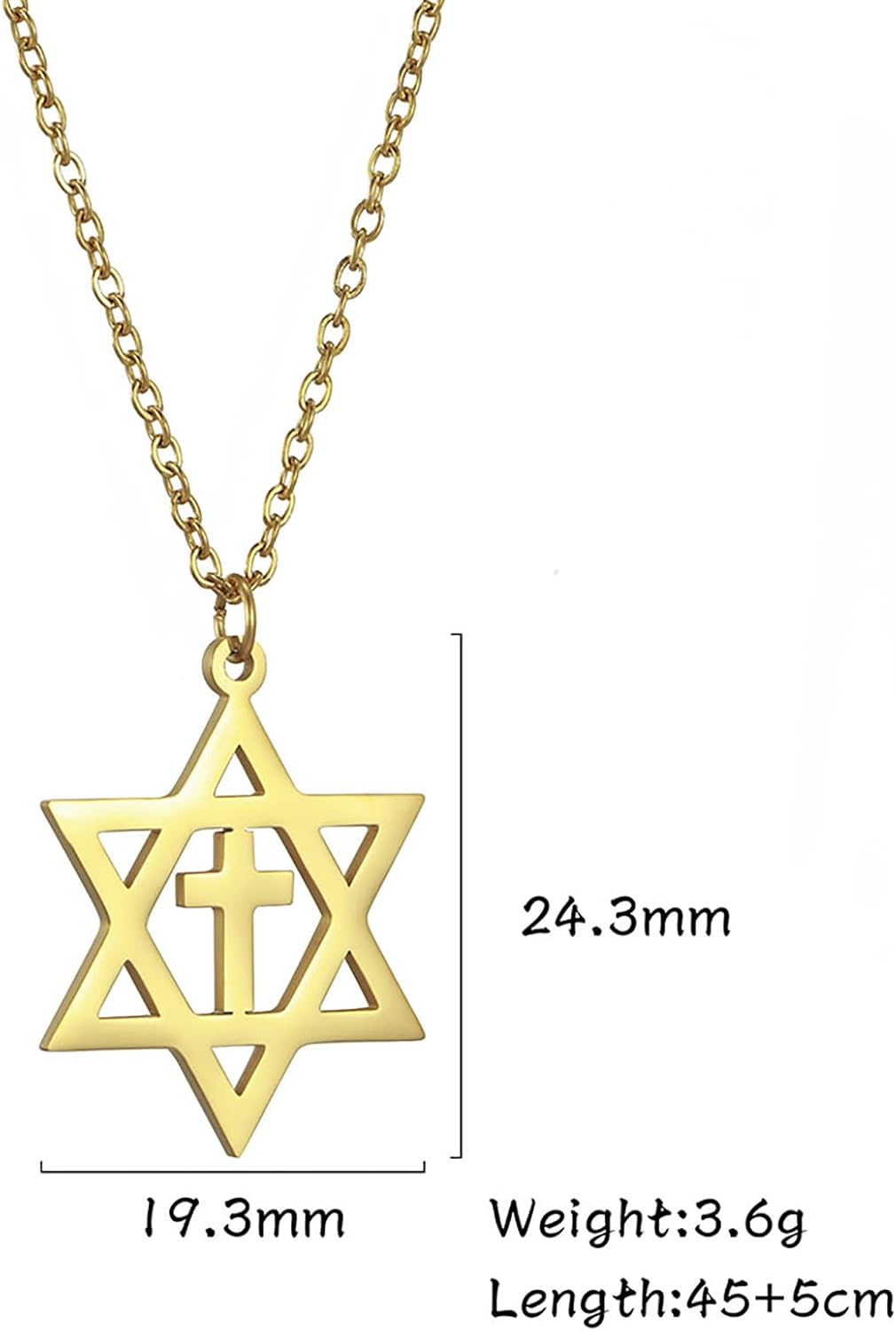 VASSAGO Halsband med davidsstjärnan, talisman, rostfritt stål, hänge, judisk sexkant, israelitiskt smycke för män