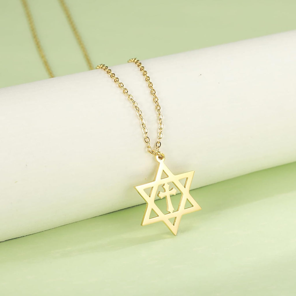 VASSAGO Halsband med davidsstjärnan, talisman, rostfritt stål, hänge, judisk sexkant, israelitiskt smycke för män