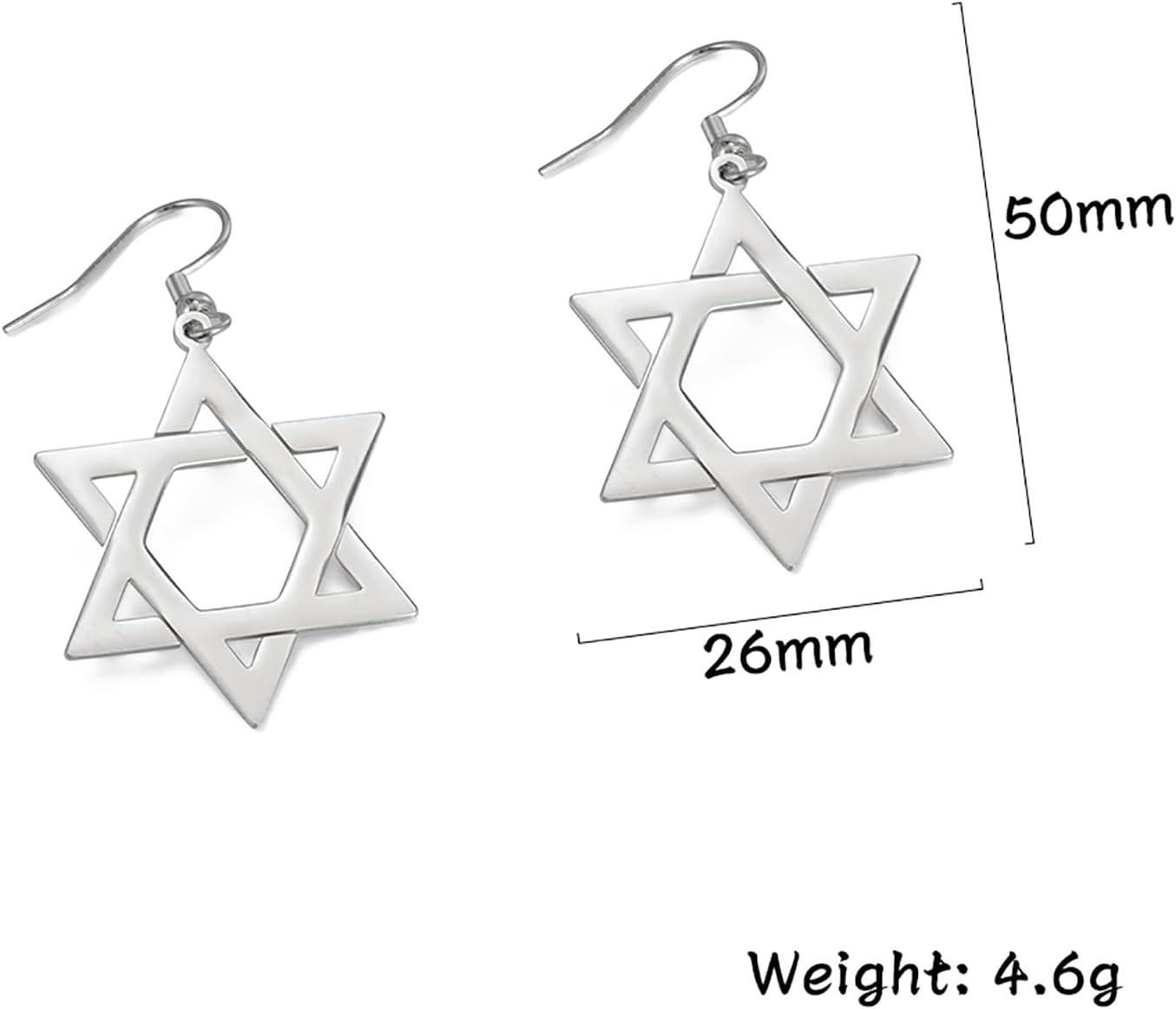 VASSAGO Davidsstjärna örhängen för kvinnor judisk stjärna med kors hängande droppörhängen rostfritt stål sexspetsiga stjärnörhängen Israel religiös judisk Hanukkah smyckesgåva