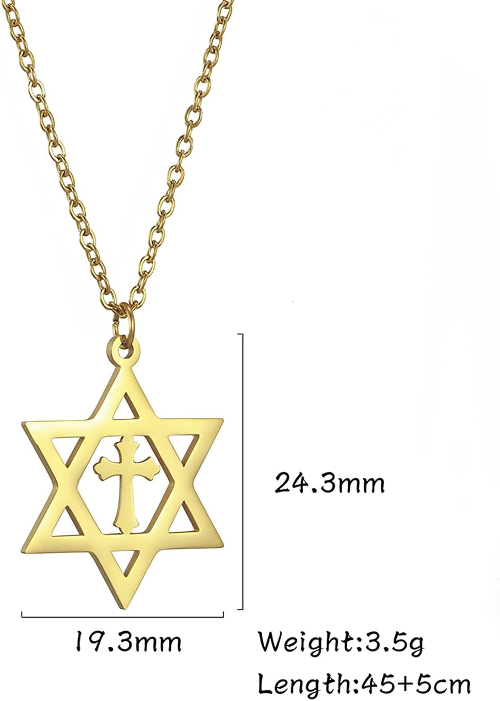 VASSAGO Halsband med davidsstjärnan, talisman, rostfritt stål, hänge, judisk sexkant, israelitiskt smycke för män