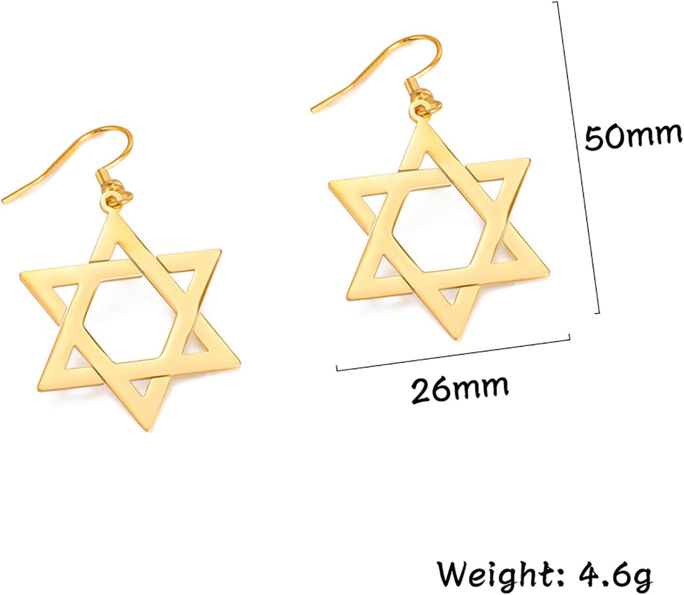 VASSAGO Davidsstjärna örhängen för kvinnor judisk stjärna med kors hängande droppörhängen rostfritt stål sexspetsiga stjärnörhängen Israel religiös judisk Hanukkah smyckesgåva