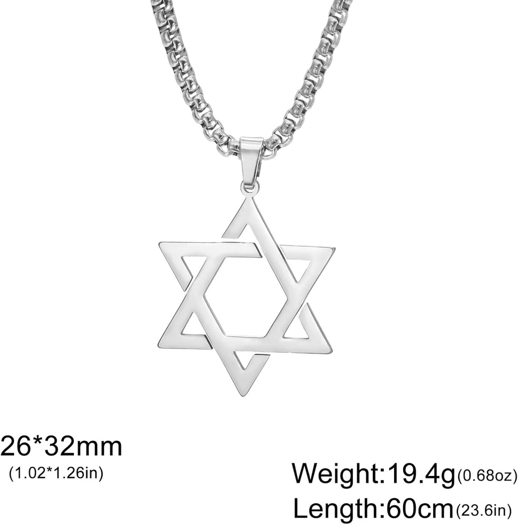 VASSAGO Halsband med davidsstjärnan, talisman, rostfritt stål, hänge, judisk sexkant, israelitiskt smycke för män