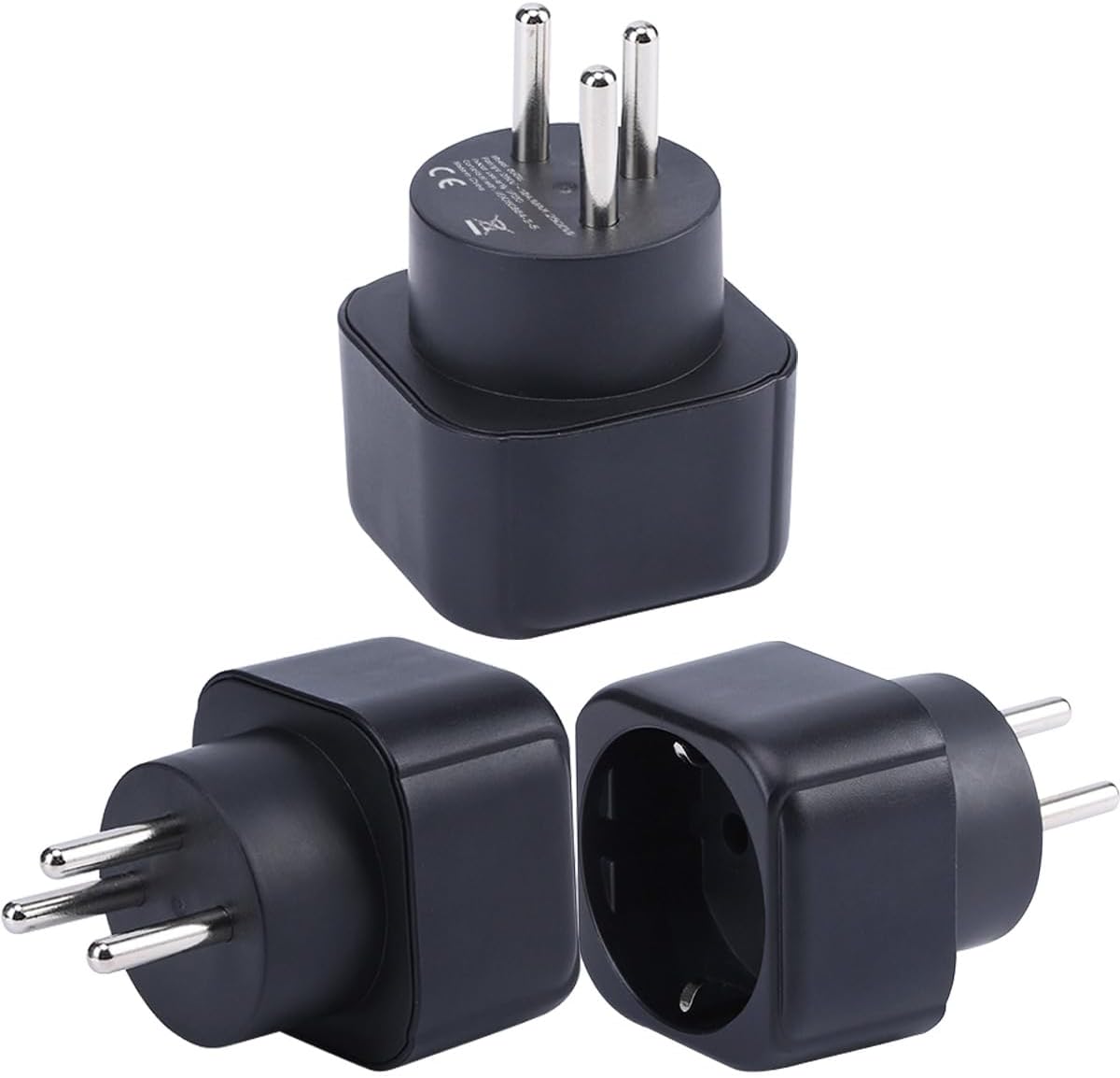 Europe to Israel Plug Adapter, EU Schuko-Kontakt Passar till Israeliskt Uttag, Europeiskt/Tyskland/Sverige Typ C/E/F Plugg till Typ H Resekontakt Converter (1 del)