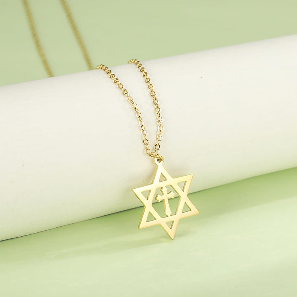 Davidsstjärna halsband för kvinnor hexagram hänge halsband amulett symbo judisk Israel religiös david smycken gåva kvinnor
