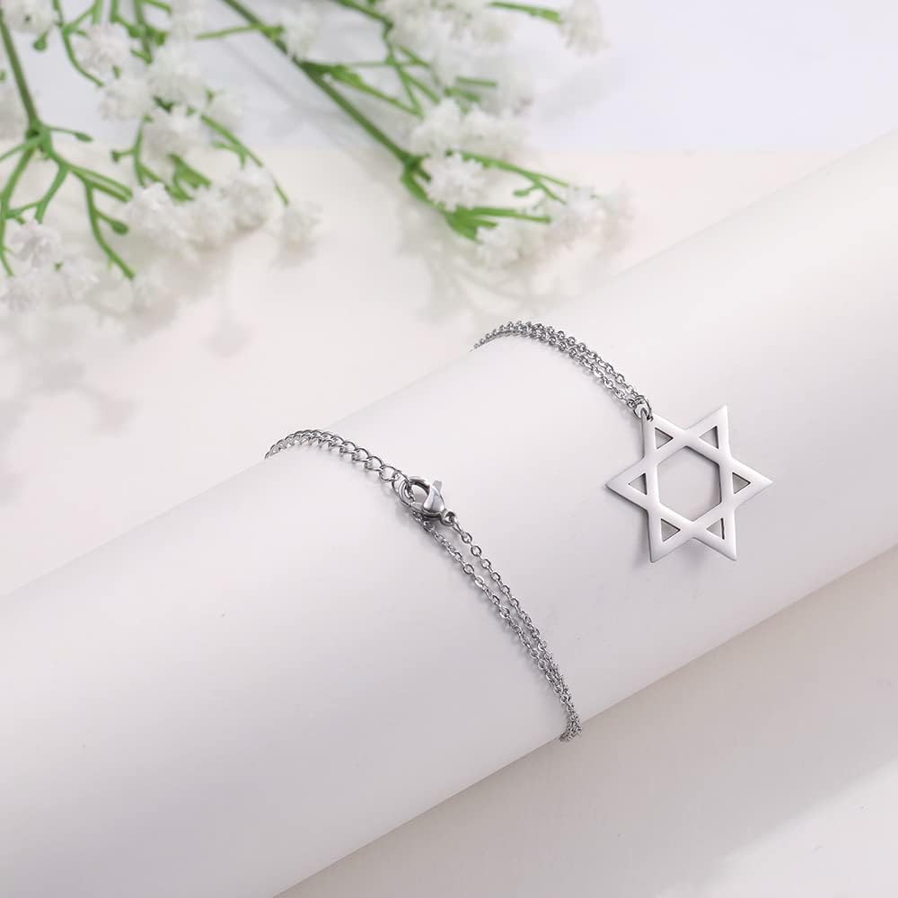 Davidsstjärna halsband för kvinnor hexagram hänge halsband amulett symbo judisk Israel religiös david smycken gåva kvinnor
