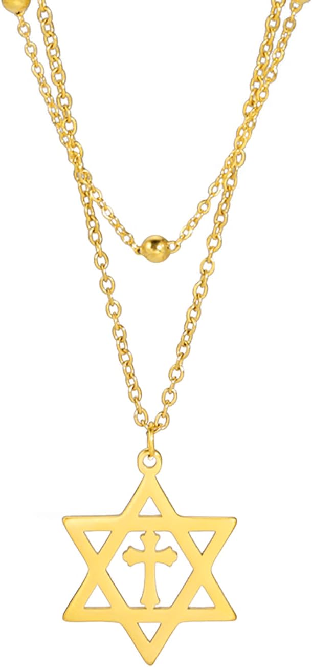 Davidsstjärna halsband för kvinnor hexagram hänge halsband amulett symbo judisk Israel religiös david smycken gåva kvinnor
