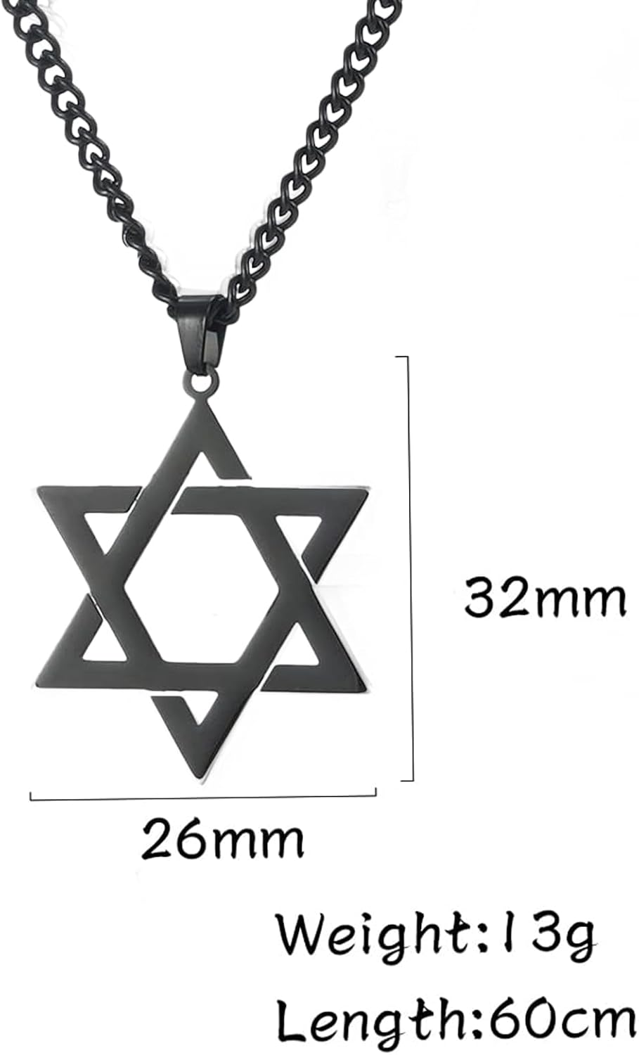 VASSAGO Halsband med davidsstjärnan, talisman, rostfritt stål, hänge, judisk sexkant, israelitiskt smycke för män
