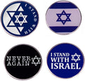 4 st israeliska flaggstift, Israel sexstjärniga flaggstift, Israel stöder broscher, One size, Metall, ingen ädelsten