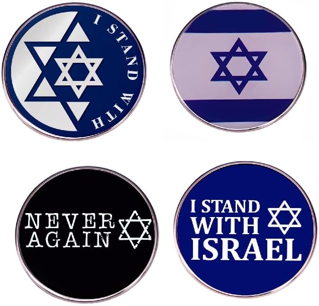 4 st israeliska flaggstift, Israel sexstjärniga flaggstift, Israel stöder broscher, One size, Metall, ingen ädelsten