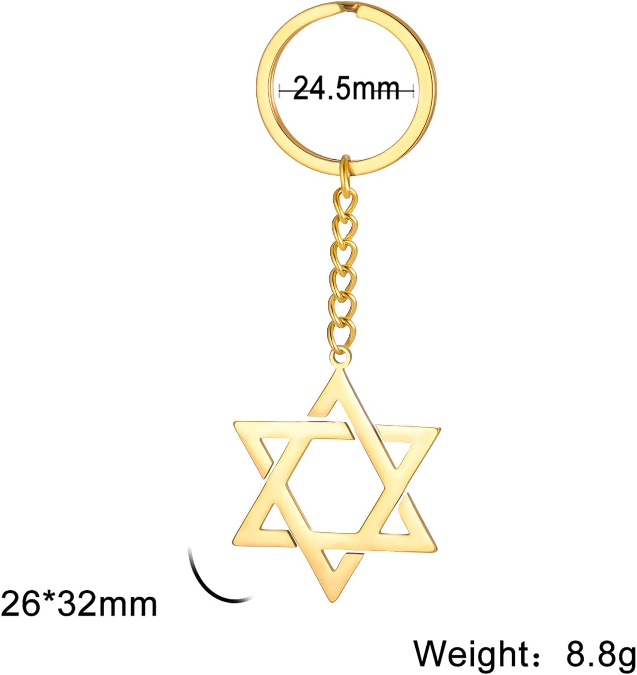 VASSAGO Davidsstjärna nyckelring för kvinnor män judisk stjärna Menorah nyckelring rostfritt stål Hanukkah nyckelring Israel religiösa smycken