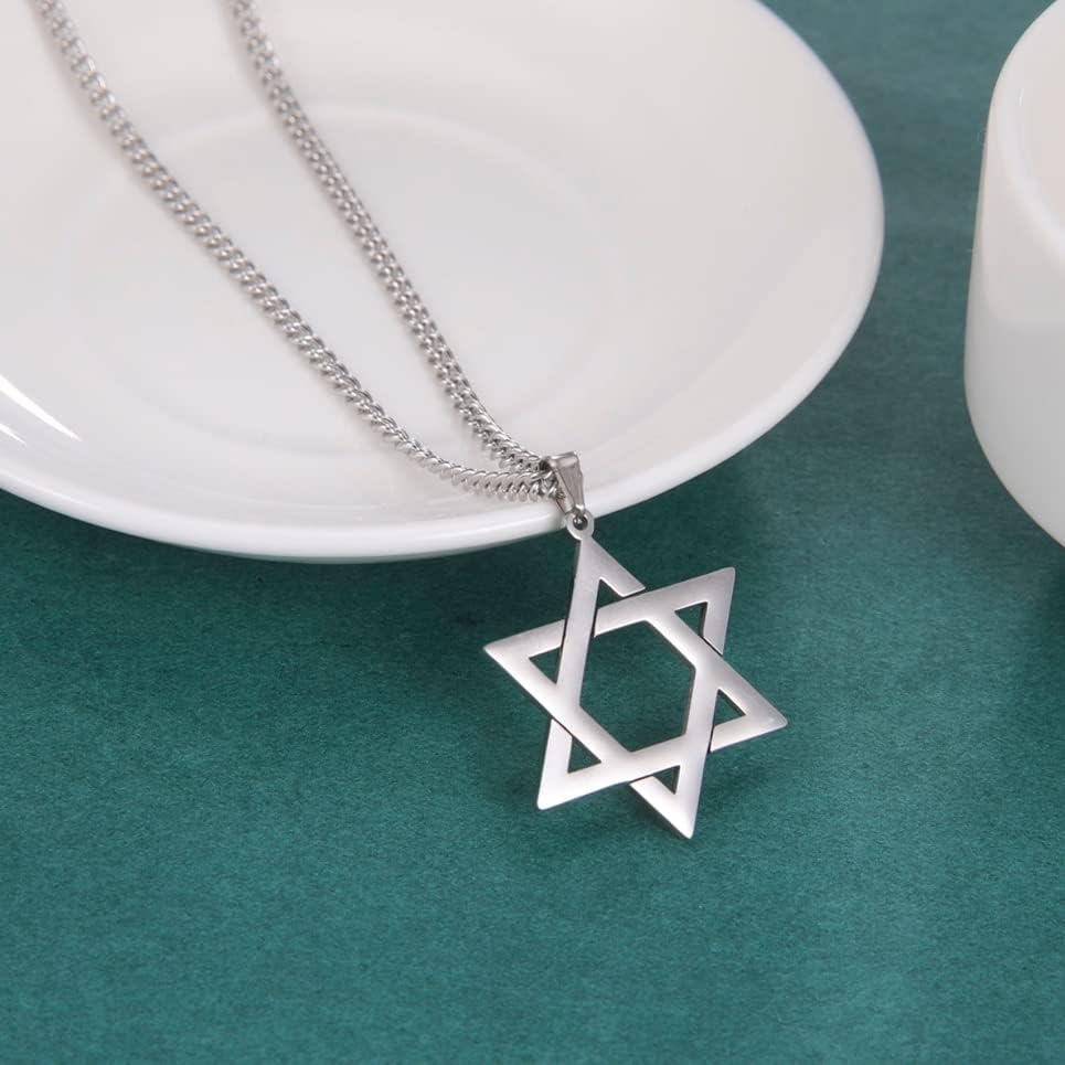 VASSAGO Halsband med davidsstjärnan, talisman, rostfritt stål, hänge, judisk sexkant, israelitiskt smycke för män