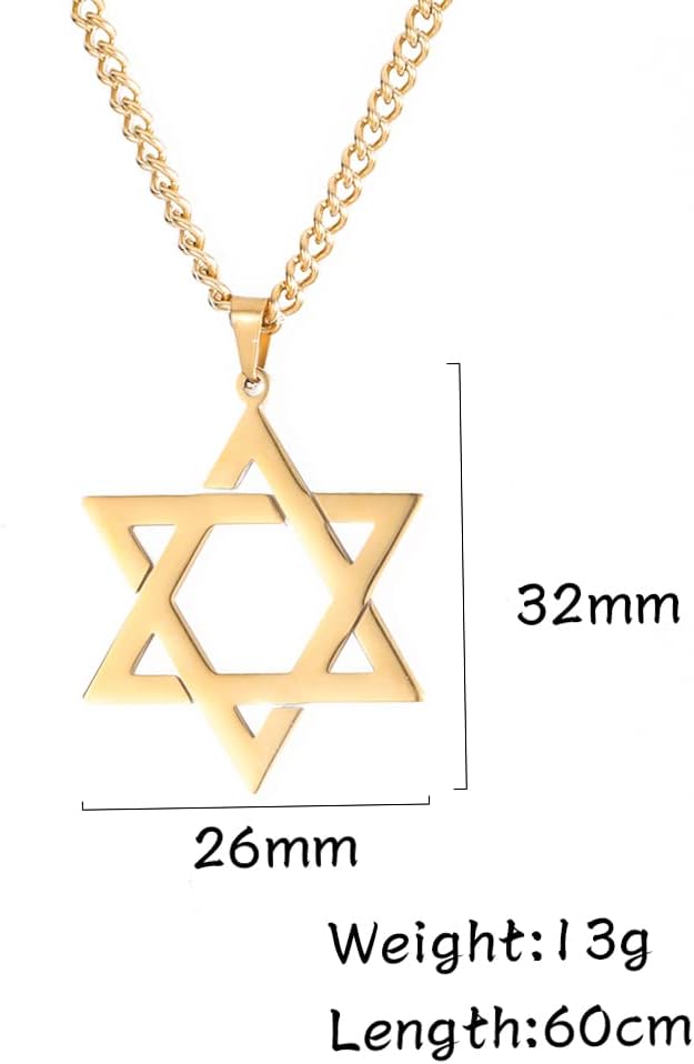 VASSAGO Halsband med davidsstjärnan, talisman, rostfritt stål, hänge, judisk sexkant, israelitiskt smycke för män