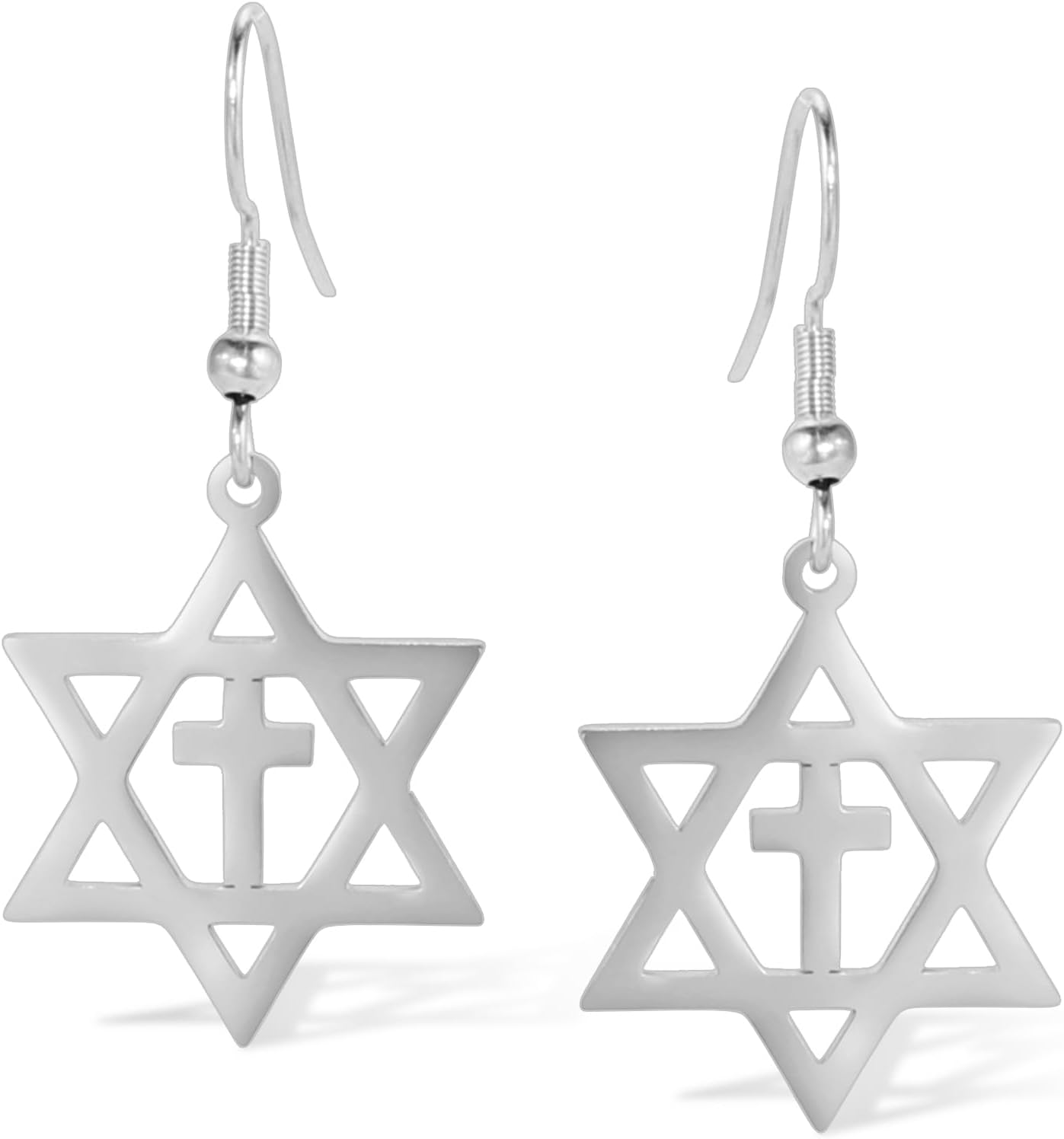 VASSAGO Davidsstjärna örhängen för kvinnor judisk stjärna med kors hängande droppörhängen rostfritt stål sexspetsiga stjärnörhängen Israel religiös judisk Hanukkah smyckesgåva