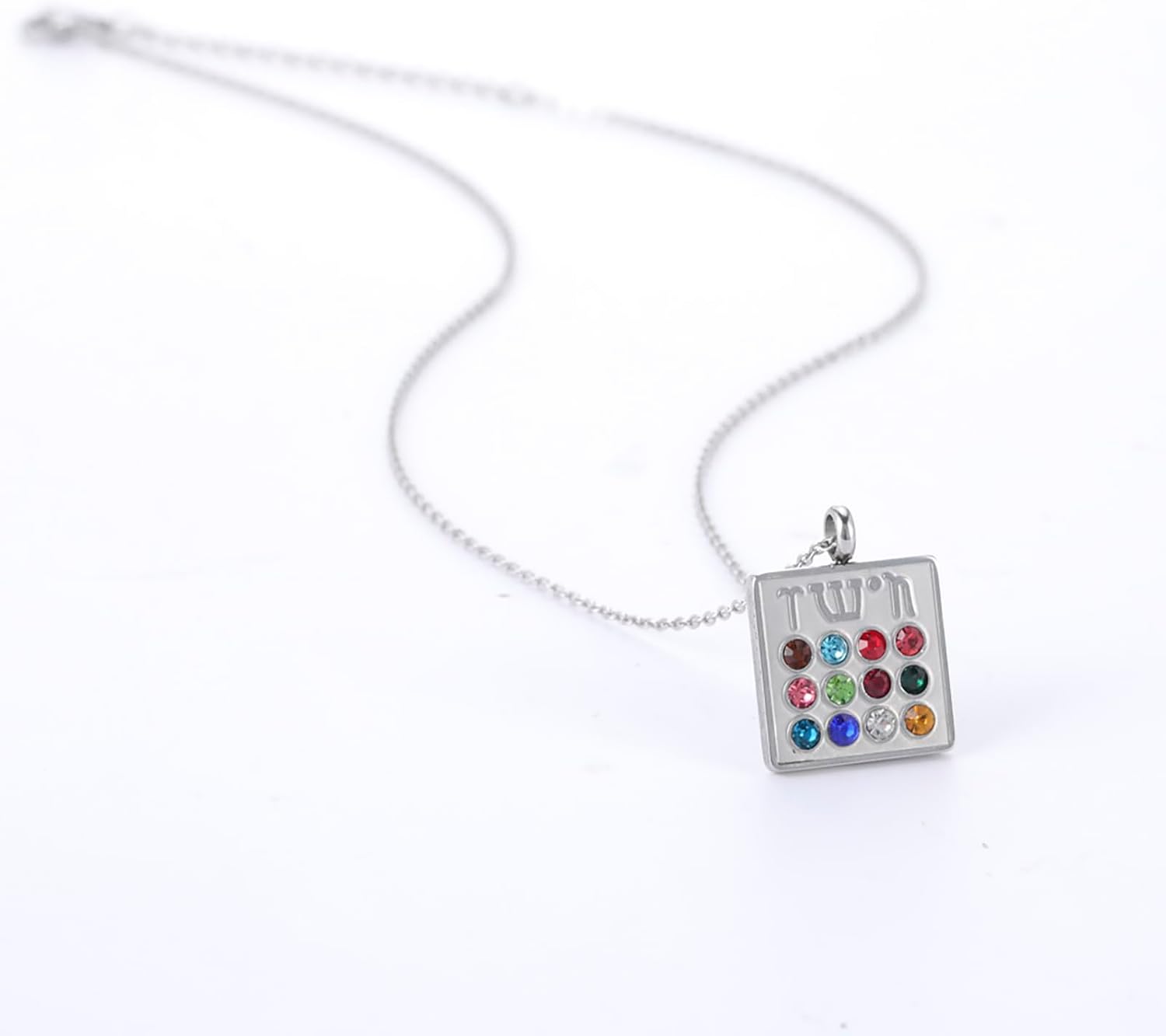 VASSAGO 12 Israels stammar bröstplatta halsband rostfritt stål hebreisk månadssten hänge amulett judiska Hoshen högpräst smycken, justerbar, rostfritt stål, ingen ädelsten, Adjustable, Rostfritt stål,