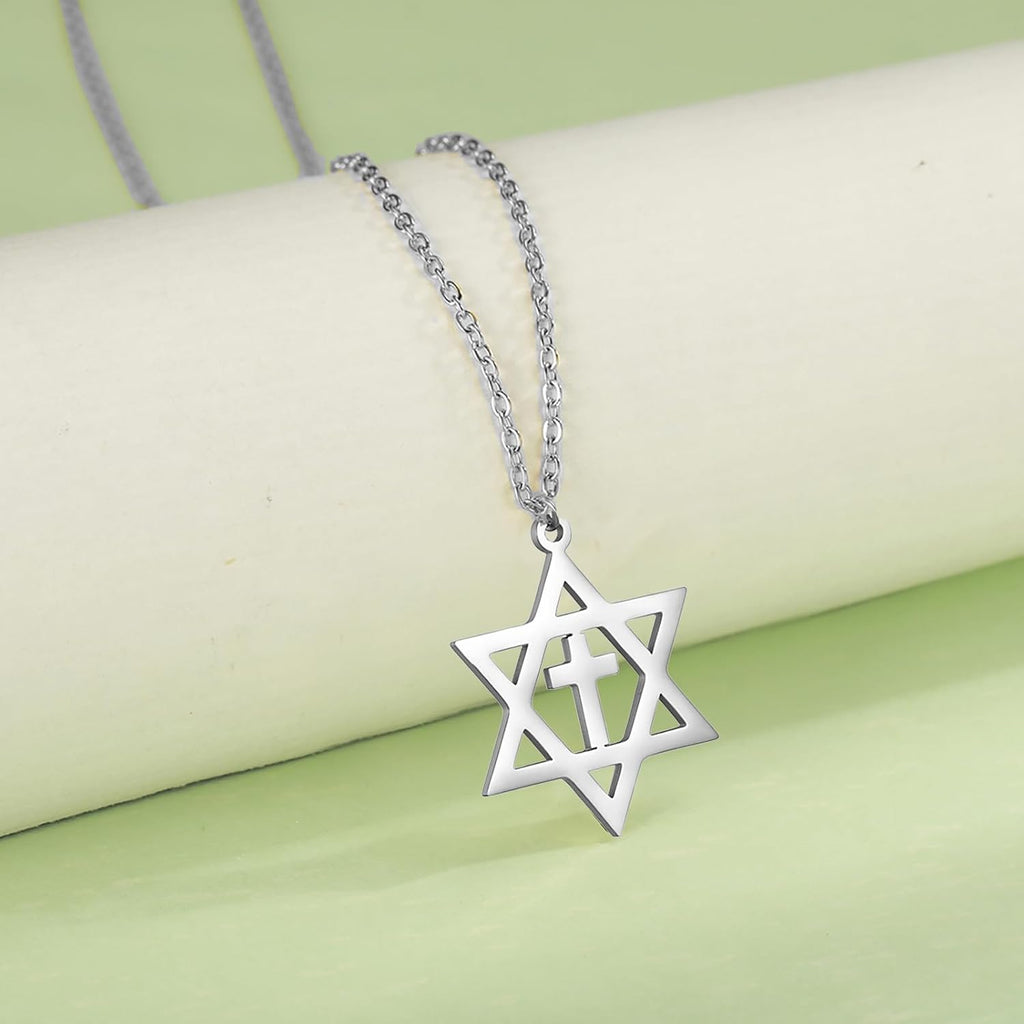 VASSAGO Halsband med davidsstjärnan, talisman, rostfritt stål, hänge, judisk sexkant, israelitiskt smycke för män