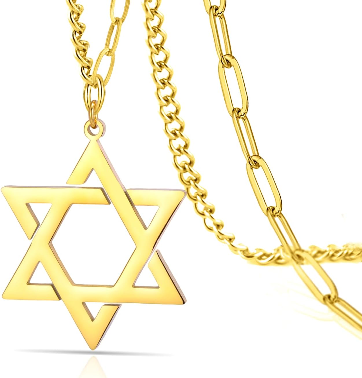 VASSAGO Halsband med davidsstjärnan, talisman, rostfritt stål, hänge, judisk sexkant, israelitiskt smycke för män