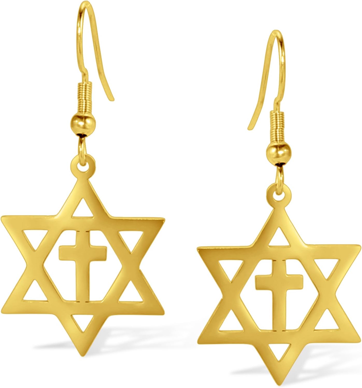 VASSAGO Davidsstjärna örhängen för kvinnor judisk stjärna med kors hängande droppörhängen rostfritt stål sexspetsiga stjärnörhängen Israel religiös judisk Hanukkah smyckesgåva