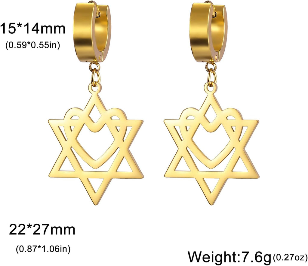 VASSAGO Davidsstjärna örhängen för kvinnor judisk stjärna med kors hängande droppörhängen rostfritt stål sexspetsiga stjärnörhängen Israel religiös judisk Hanukkah smyckesgåva