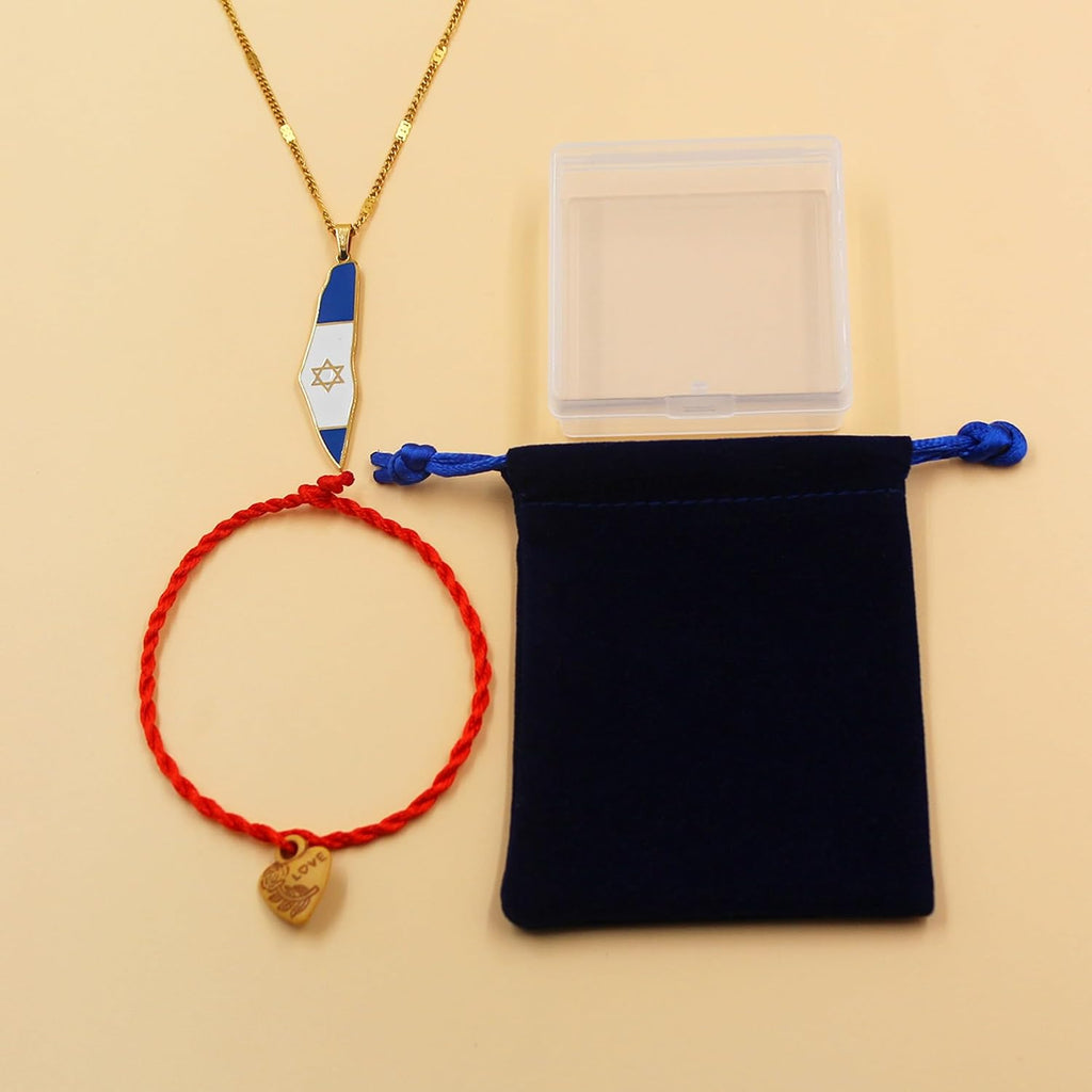 Blå och Vit Davidstjärna Israel Flagga Halsband - Israelsk Stolthet Smycken för Män YA5139