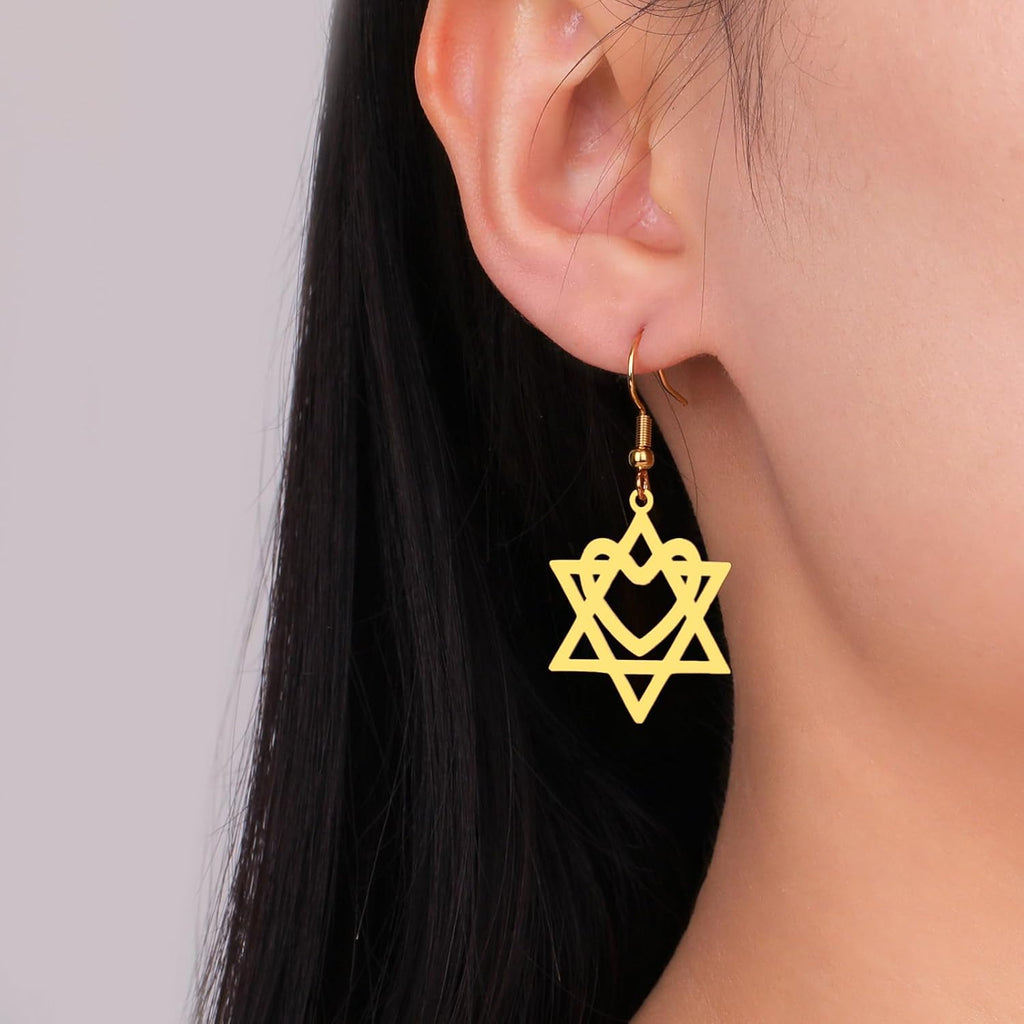 VASSAGO Davidsstjärna örhängen för kvinnor judisk stjärna med kors hängande droppörhängen rostfritt stål sexspetsiga stjärnörhängen Israel religiös judisk Hanukkah smyckesgåva