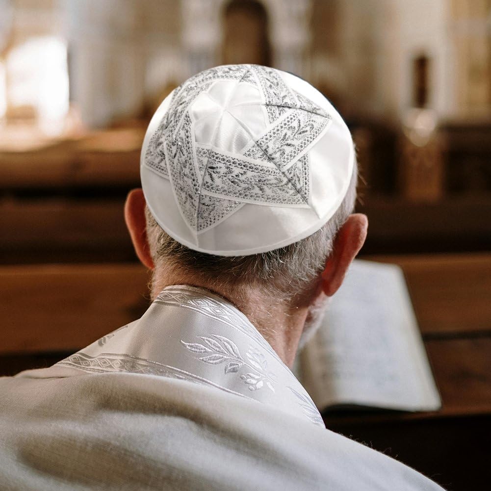 Davidstjärna kippa, lätt polyesterkippa, israel-mössa, judaica-skallemössa, traditionell judisk huvudbonad för böner