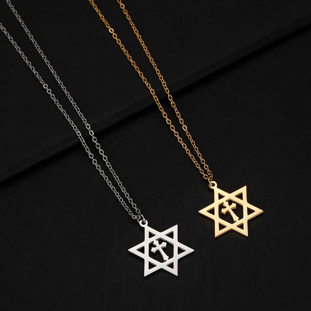 VASSAGO Halsband med davidsstjärnan, talisman, rostfritt stål, hänge, judisk sexkant, israelitiskt smycke för män