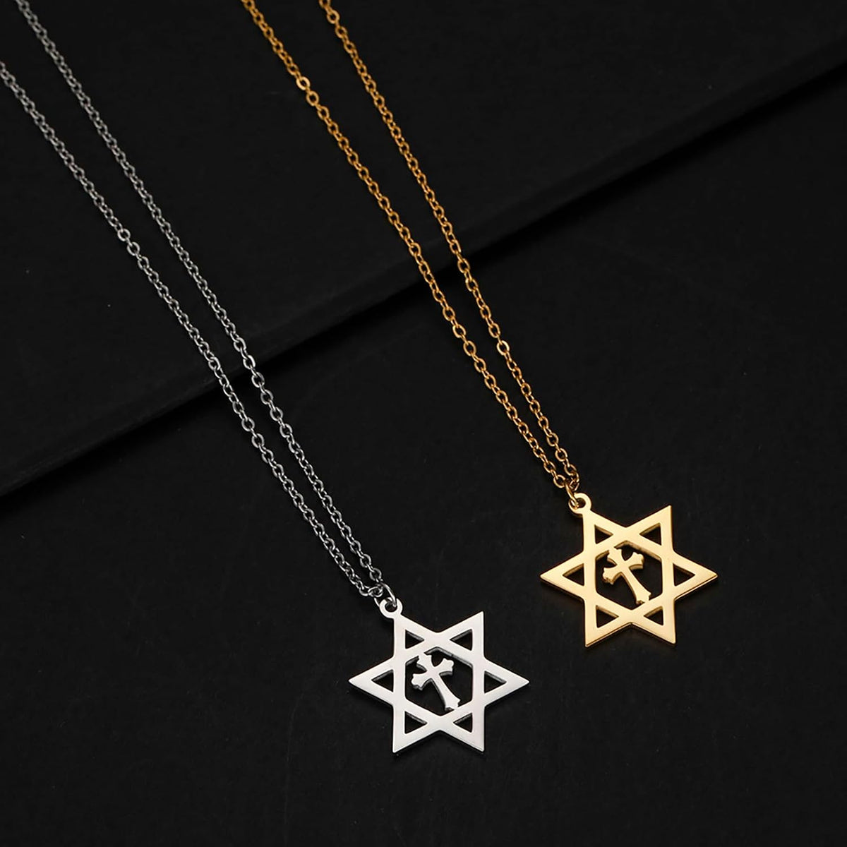VASSAGO Halsband med davidsstjärnan, talisman, rostfritt stål, hänge, judisk sexkant, israelitiskt smycke för män