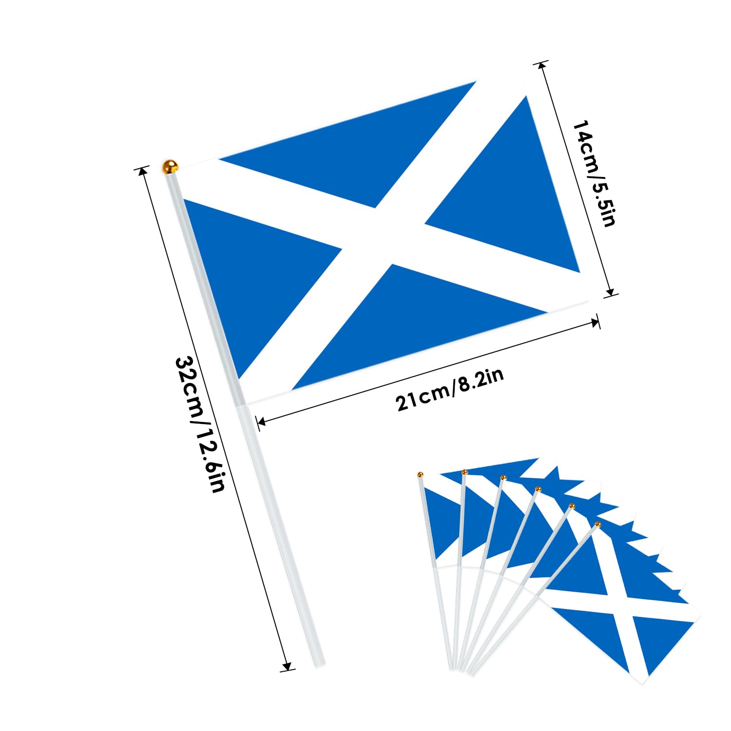 AhfuLife 15 stycken små Israel-flaggor för israelisk dekoration, mini Israel, handhållen flagga med 30 cm vit stolpe för Jom HaAtzma'ut Synagoge, solidaritetsfest, hem, trädgård, bar, dekoration