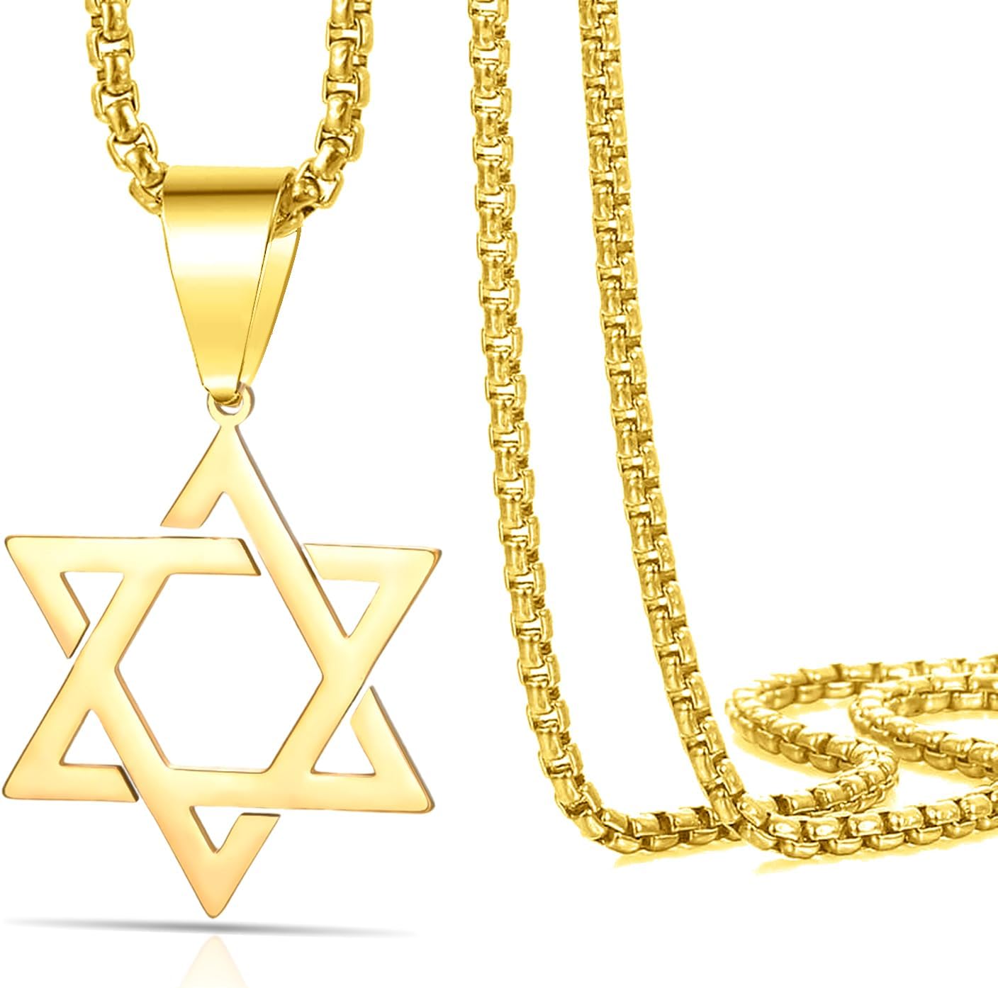 VASSAGO Halsband med davidsstjärnan, talisman, rostfritt stål, hänge, judisk sexkant, israelitiskt smycke för män