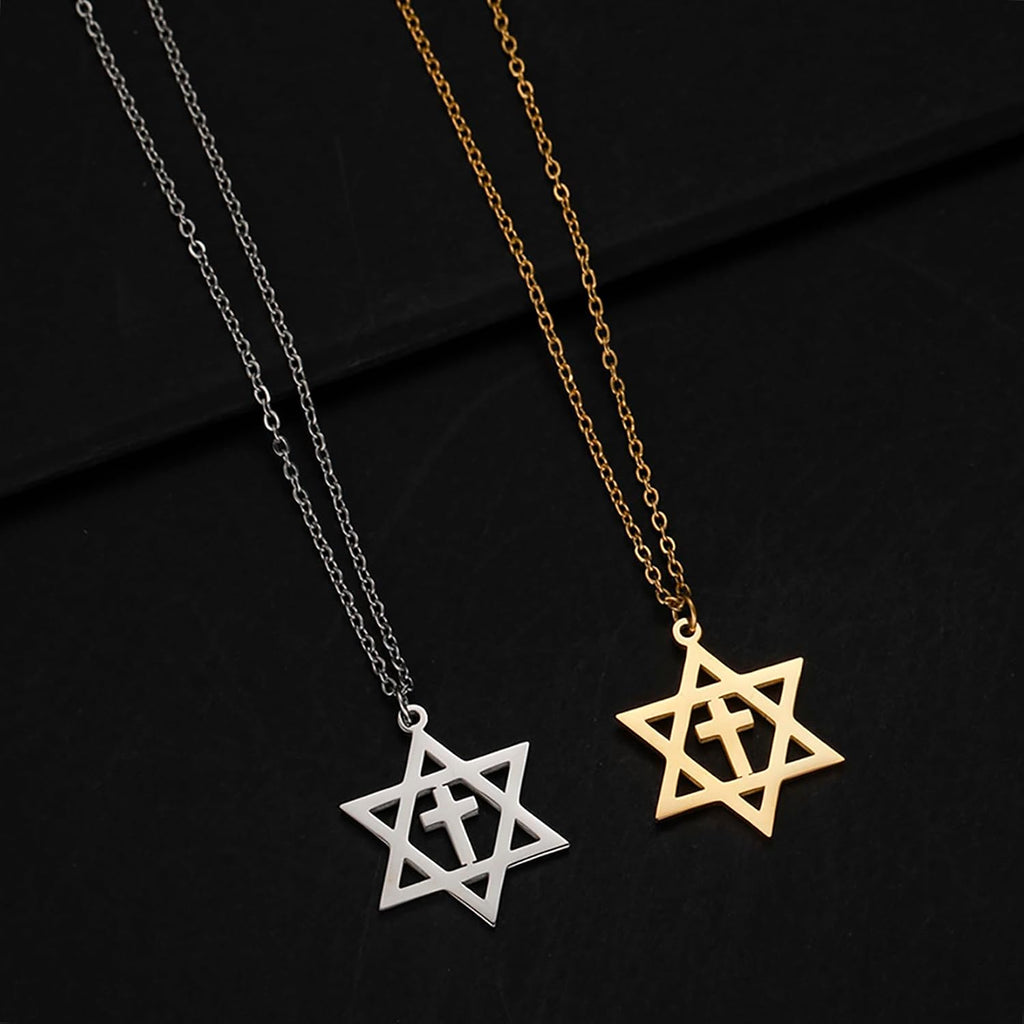 Davidsstjärna halsband för kvinnor hexagram hänge halsband amulett symbo judisk Israel religiös david smycken gåva kvinnor